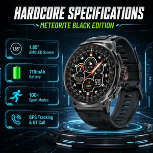2026 New Military V69 Smart Watch for Men, 1.85 inch Display, 710 mAh Battery, Heart Rate Monitoring, GPS Tracking, IP68 Waterproof, Bluetooth Calling Sports Smartwatch