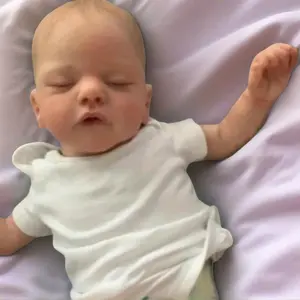 45cm (17.72in) Cute Handmade Newborn Girl Sleeping Doll, Soft Vinyl Limbs & Cloth Body, Toy for 3+ Kids, Ideal Birthday Gift