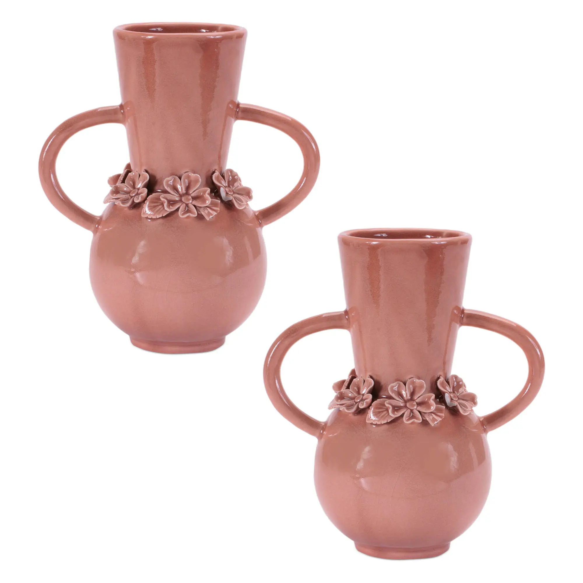 Storeware Bud Vase with Floral Accent (Set of 2)