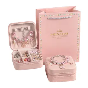 Pink 66-Piece Jewelry Making Kit, DIY Bracelet & Pendant Craft Gift Box for Girls & Teenagers, Arts and Crafts Supplies Set