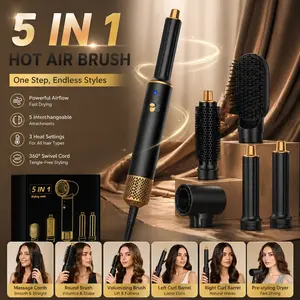 5-In-1 Hair styling Brush Set, Heat Styling Tool for Straightening and Curling, Smooths and Dries Hair, Ideal for Airbrush Styling