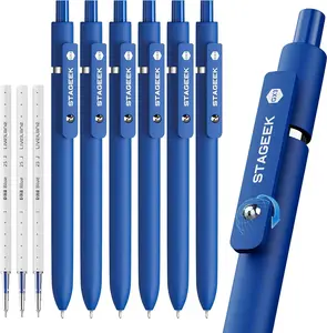 STAGEEK Blue Gel Pens GX3, 12Pcs Quick Dry Blue Ink Pens with 3 Extra Refills, Fine Point Retractable Smooth Writing Pens for Journaling, Office, Note Taking, School Supplies, Nurse Aesthetic(Blue)