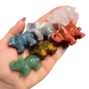 Gemstone Elephant Carving - Natural Crystal Elephant Carving