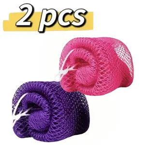 Authentic African mesh sponge, exfoliating shower sponge, unisex body exfoliation brush for everyday body care and travel portability (pink/purple/yellow/black/green), summervibes