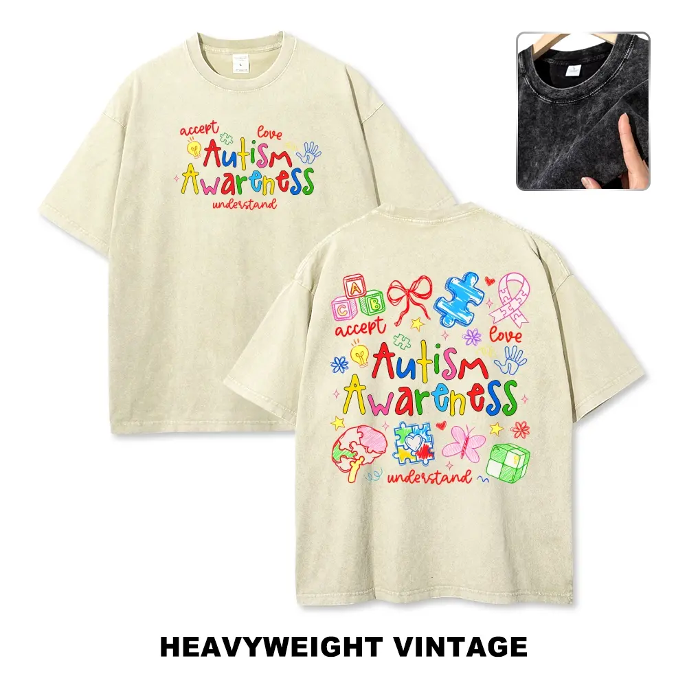Autism Awareness Accept Love Understand Vintage Tee 90s Graphic Tees Men's t Shirts Graphic Tee t Shirts Funny Graphic Tee Good Graphic Tees Men's Graphic Tees Streetwear Outfits Men Vacation Outfits Oversized Tshirt Men