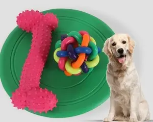 Dog Three Piece Set, Frisbee, Bone, and Bell Ball, Suitable for Durable Bones of Small and Medium-Sized Dogs.