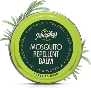 Murphy's Naturals Mosquito Repellent Balm for Outdoor Patio, Hiking, Camping, Plant-Based with Cedarwood, Lemongrass & Rosemary, DEET-Free, 0.75 oz Oil Green