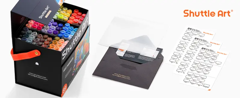 Shuttle Art 24/89/121 Colors Dual Tip Alcohol Based Art Markers, 88/120 Colors plus 1 Blender Permanent Marker with Case Perfect for Coloring Books Sketching Card Making