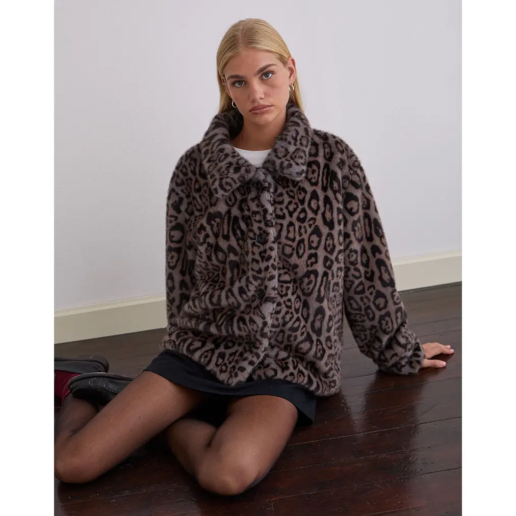 Joji Jacket in Warm Grey Leopard
