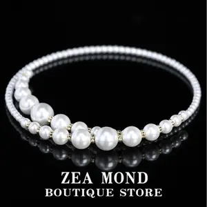 Copper alloy acrylic necklace with 52cm length, fashionable faux pearl necklace FC-XL-3