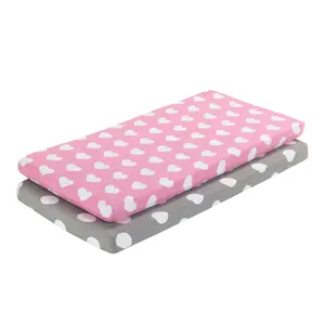 Everyday Kids 2-Pack Cradle Sheets Hearts/Polka Dots– 100% Cotton Fitted Set, Soft & Breathable 