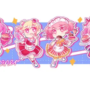 Project Sekai Pink Diner Acrylic Keychains (Emu Otori, Saki Tenma, Airi Momoi, Mizuki Akiyama) | Cute PJSK Charms