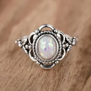 Vintage Opal-Style Filigree Ring | Boho Antique Style Statement Jewelry for Women
