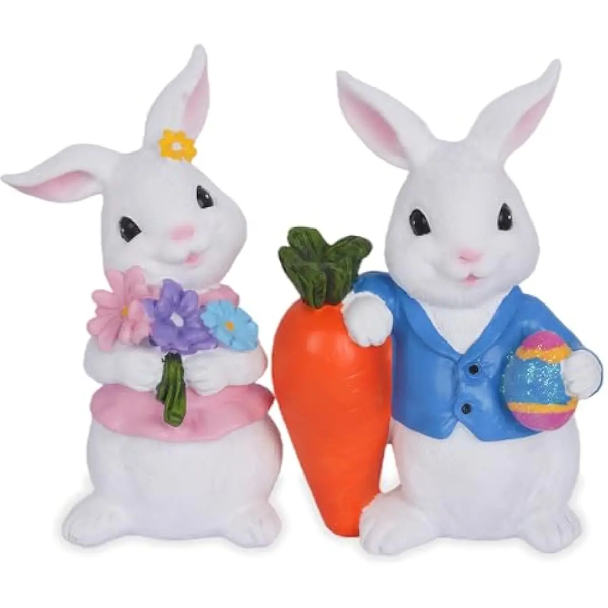 Easter Decorations 2 PCS Spring Decor Easter Bunny Easter Decor Home Rabbit Mantle Easter Basket Stuffers Essentials Carrot Eggs Flower Centerpiece Figurines Gifts