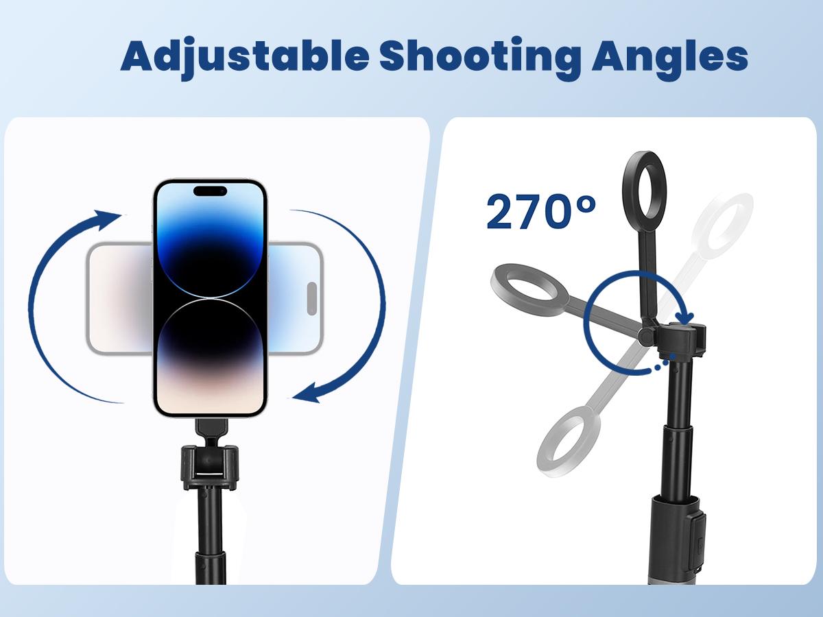 Magnetic Selfie Stick Tripod for iPhone and Android, 65" Phone Tripod Compatible with MagSafe, Magnetic Cell Phone Tripod for TikTok/Vlog/Video Recording, Compatible with iPhone & Android and Other Phones with Metal Ring
