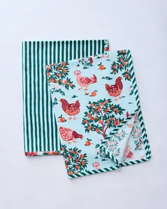 Hen House - Tea Towels Set Of 2 - Soft Blue