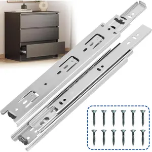 16 Inch 1 Pair (2pcs) Side Mount Heavy Duty Drawer Slides, Full Extension Ball Bearing 100Lb Capacity Drawer Glides Runners for Kitchen Cabinet Dresser