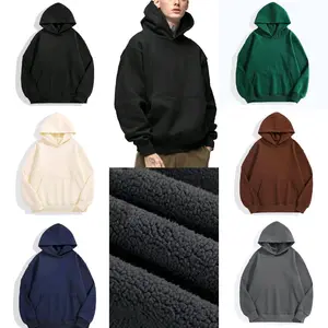 2026 Premium Super Heavyweight Hoodie Soft Wool Lamb Polar Fleece Oversized Regular Slim Fit Black Forest Green Cream Brown Navy Charcoal Grey Menswear Hooded Sweatshirt Cotton Polyester Thick