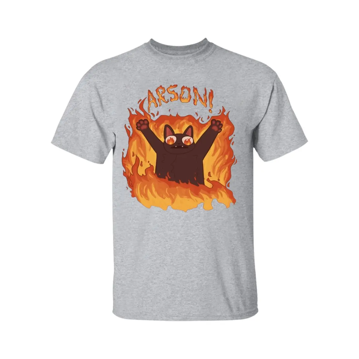 Arson Cat T-Shirt Funny Fire Meme Graphic Tee, Chaos Kitty Shirt, Dark Humor Cat Lover Gift, Cute Evil Cat Design