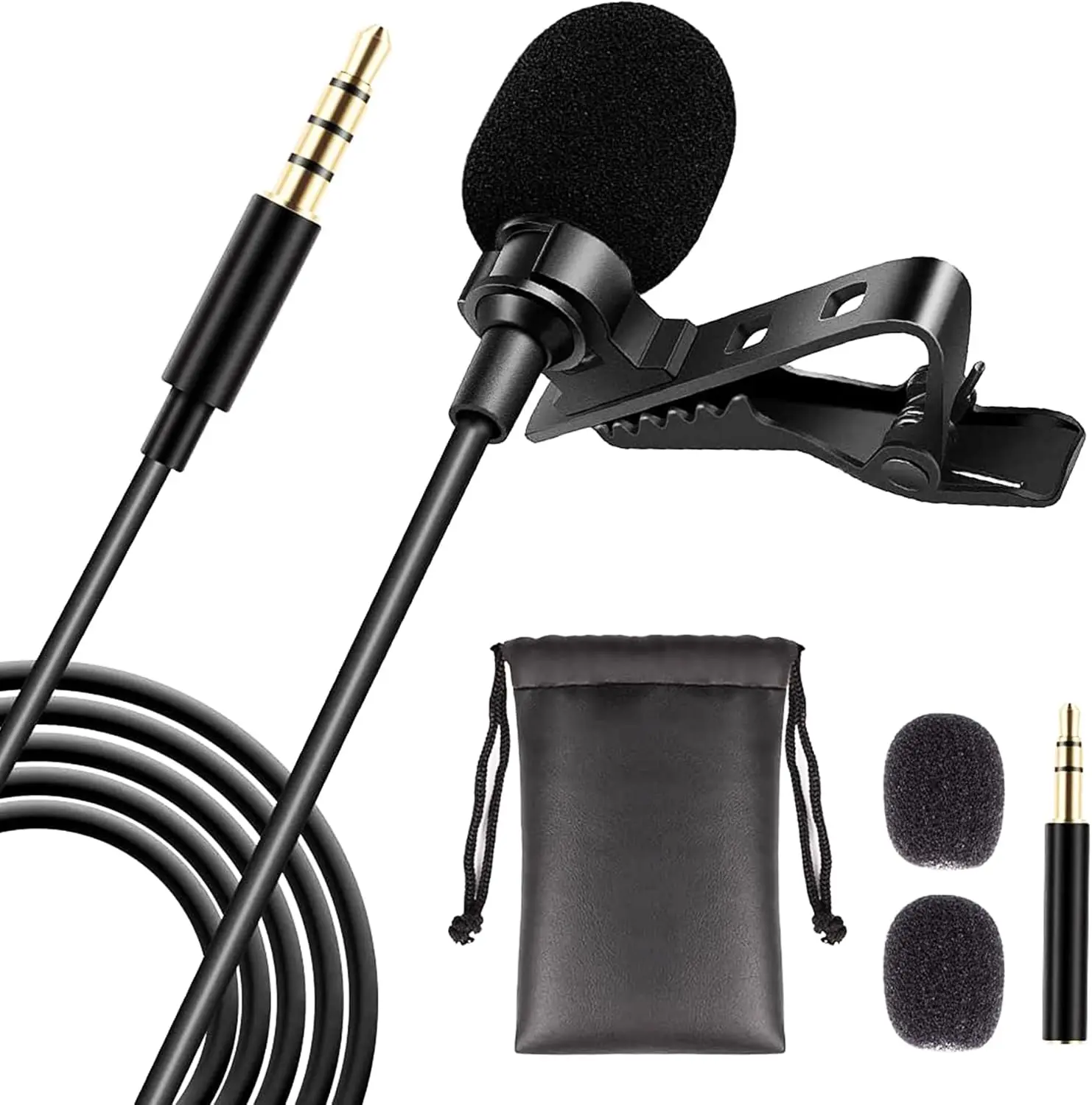 5 CORE Microphone Professional Lavalier Mic Wearable Omnidirectional Condenser 3.5mm Body Lapel Smartphone Camera Recording Microfone