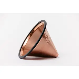 Barista Warrior Reusable Pour-Over Coffee Filter for Chemex & Hario V60 Copper-Toned Titanium-Coated Stainless Steel Dual Filter Eco-Friendly Dishwasher Safe