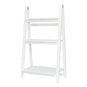 PJ Wood 3 Tier Foldable Bookshelf Wooden Storage Rack Home Display Stand, White