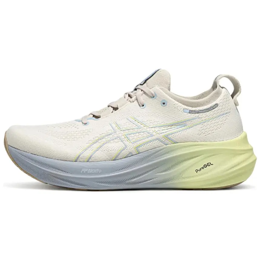 ASICS GEL Nimbus 26 Abrasion Resistant Breathable Low Top Running Shoes Men's Beige Blue 1011B996-100