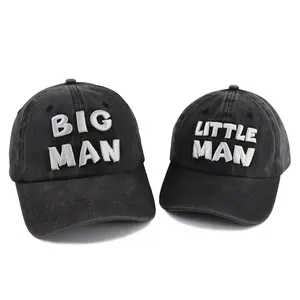 2 PCS Matching Big Man and Little Man Hats, Adjustable Vintage Cotton Dad and Son Baseball Caps outdoor sun unique headwear cheap hat baseball hat