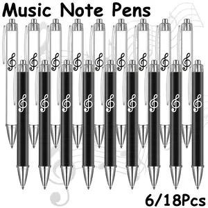 6/18 Pack Music Note Pens, Treble Clef Retractable Ballpoint Pens, Cute Music Themed Pen for Musicians, Teachers, Students, Music Lovers