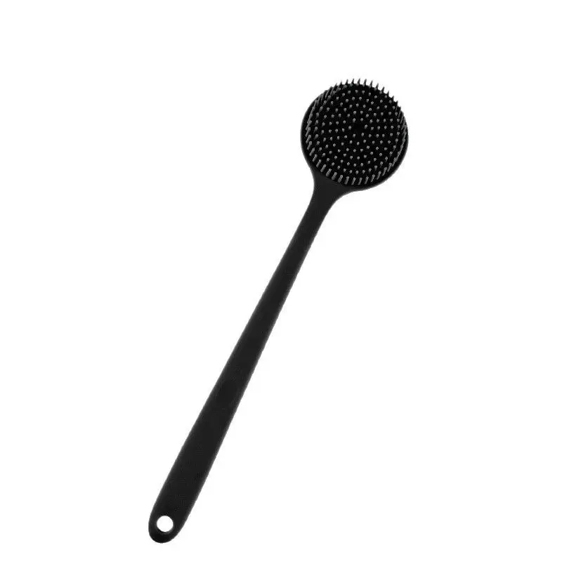 Non-Slip Long Handle Back Bath Brush, Dual-Head Design,Long Handle Silicone Back Scrubber Exfoliating Shower Body Brush Hanging Dry Massage Skin Brush Full Body Exfoliation Tool, Shower or Dry Brush, Bathroom Must-Have ve