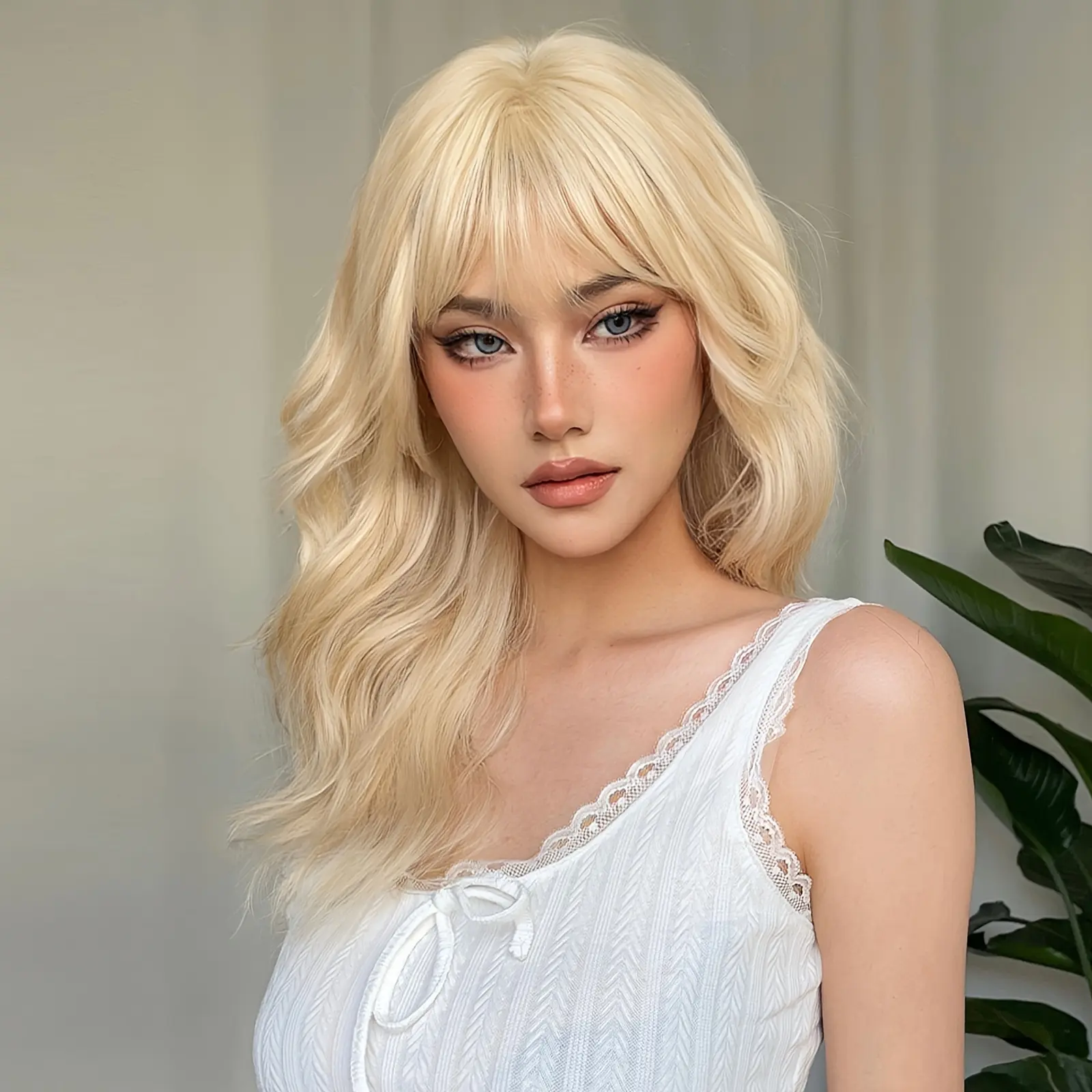22in Body Wave Lace Front Wig, Heat Resistant Synthetic HD Lace, Glueless Black 13x4 Lace Front Wig Body Wave Synthetic Wig Free Part  main image 3