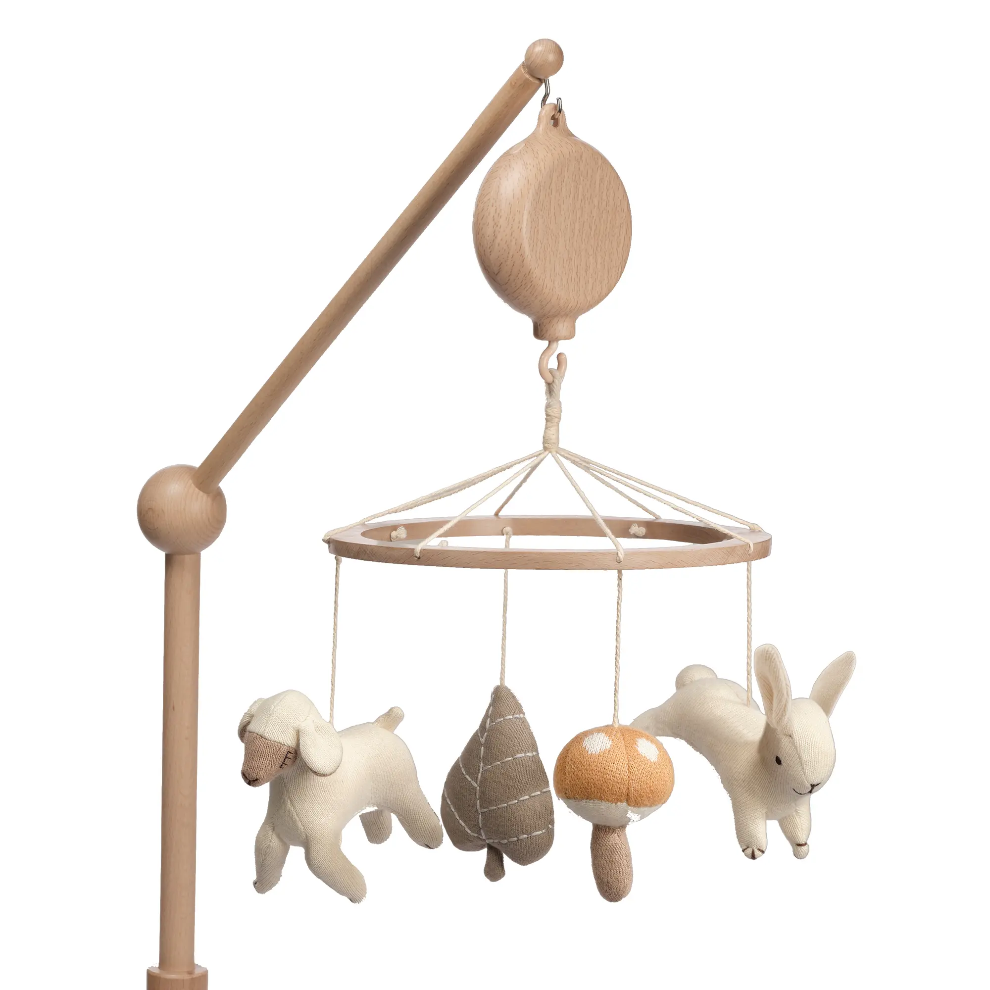 Lambs & Ivy Organic Meadow Wood Musical Baby Crib Mobile Soother Toy/Decor
