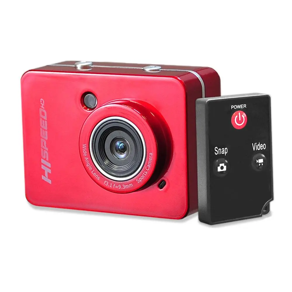 Compact Mini HD 1080P Digital Action Camcorder - 12MP Micro Camera with Touch Screen, Waterproof Red Device, Timer Function, 720P Support, SD Card Compatibility, and Port Connectivity for Sharp Photos