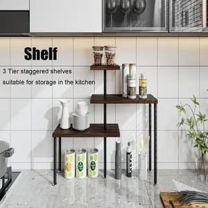 Countertop Organizer Organization, 3 Tier Moveable Corner Shelf for Kitchen , Bathroom , Spice Rack , Coffee Area, Over Sink, Dresser Table