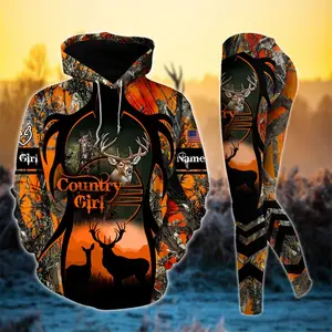 Premium Deerhorn Country Girl Personalized 3D Style 5 Combo Hoodie & Legging Set – Custom Hunting Outfit for Women