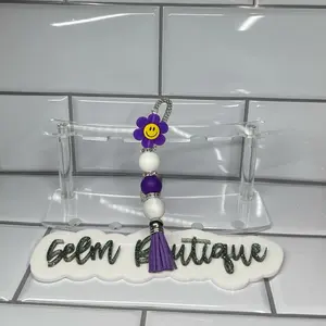 Purple Happy Flower Silicone Beaded Bookmark decorative bookmark