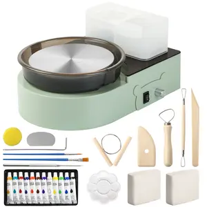 Pottery Wheel for Adults - Complete Pottery Tools Kit for Beginners, 6" Turntable Two-Way Rotation Adjustable Speed, 2.2 lbs. Air Dry Clay, Mini Clay Making Pottery Wheel with Storage Design