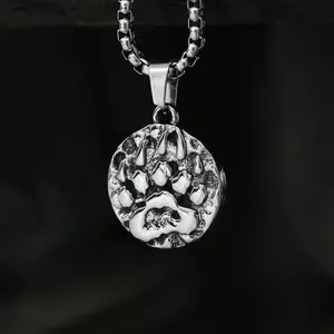 GTHIC Bear Claw Amulet Stainless Steel Viking Necklace for Men Women Statement Jewelry Daily Wear