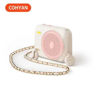 COHYAN-K30 Voice Amplifier,Dual Wireless Lavalier Mic High-Definition Sensitive Pickup, 4500Mah Battery Long Standby, Speaker Large Volume No Noise, No lag , No static,Support TF Card , Suitable for Teachers/Meeting/Tour Guide/Teaching/Yoga-Pink Blue, Aud