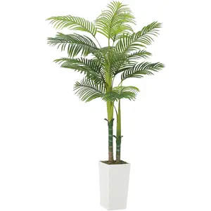 Gaomon 5FT Silk Artificial Palm Tree with Waterproof Leaves, White Planter, Realistic Faux Plant for Indoor/Outdoor Home Living Room Decor, Ideal Gift