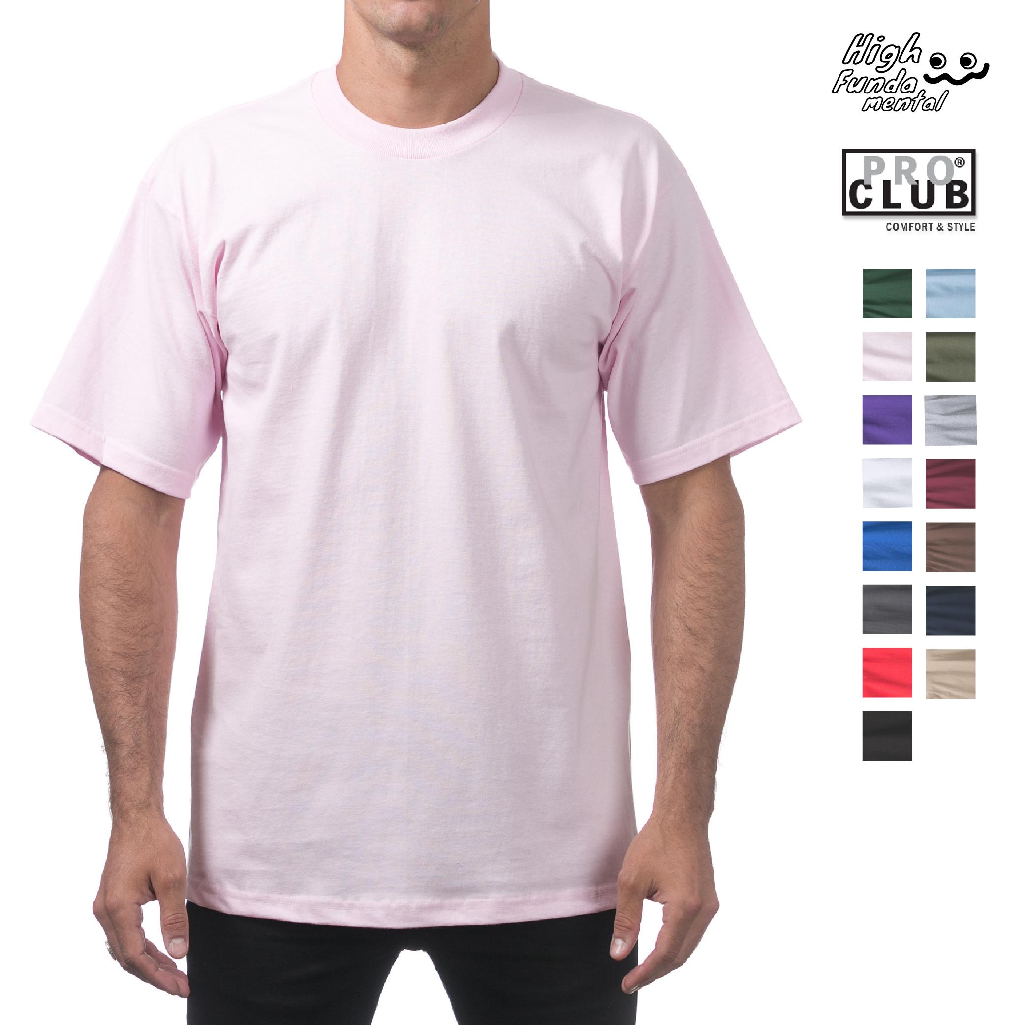 PROCLUB Men's Heavyweight Short Sleeve T Shirt Casual Cotton Tee PRO CLUB Plain Cotton Tee T Shirts LA Streetwear Hip Ho