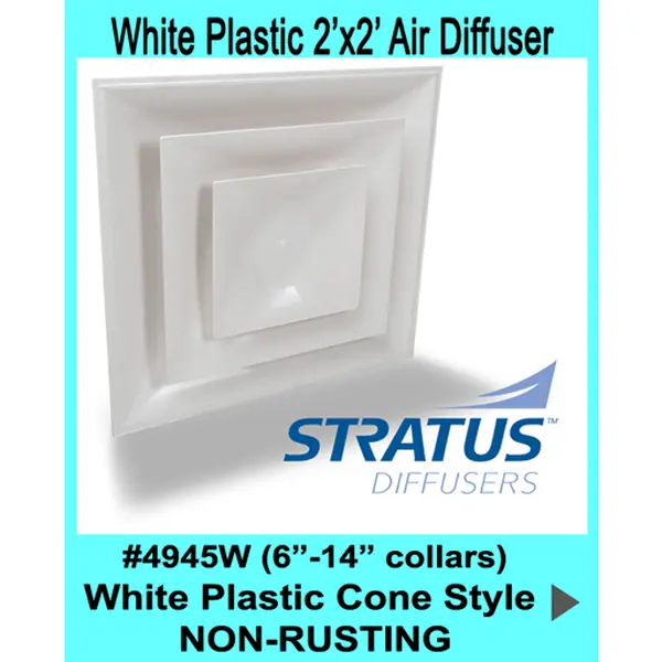 Stratus White Plastic 2'x2' CONE Air Diffusers