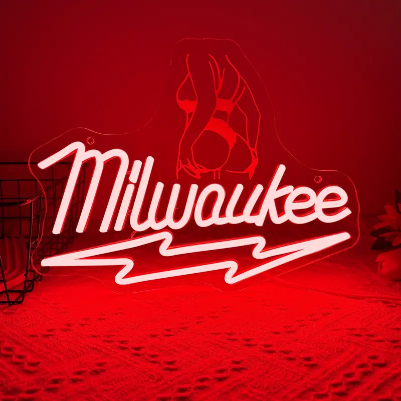 Beauty Milwaukee Tool LED Neon Sign Dimmable Garage Workshop Light Sign Decor Neon Lights, Man Cave Light for Repair Shop Parts Store Garage Repair Shop Bar Party, Gift for Him