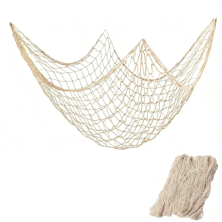 1pc Nature Fish Net Wall Decoration, Ocean Themed Wall Hangings, Ocean Inspired Design, Fishing Net Party Decor For Pirate Party, Wedding, Photographing Decoration Home Decor, Beach Decor, Interior Wall Decor, Aesthetic Design
