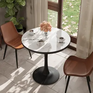 30” Round Leisure Dining Table No Chairs Sintered Stone Kitchen Leisure Circle Coffee Table