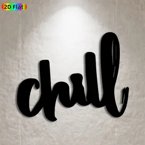 1pc "Chill" Typography Metal Wall Art, Stylish "Chill" Quote Statue Mural, Ideal Gift for New Year, Easter, Minimalist Decor Enthusiasts, Powder-Coated Metal Wall Decor Wall Sculptures, Perfect for Living Room Wall & Garden Fence, Trendy Home Decor