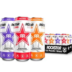 Beverage Rockstar Pure Zero Energy Drink, 3 Flavor Variety Pack, 12 Pack Sport Sugar Grape