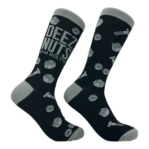 Men's Deez Nuts and Bolts Socks Funny Sarcastic Hardware Graphic Novelty Footwear for Men Funny Graphic Socks Comfortable Fitted Spandex Cotton