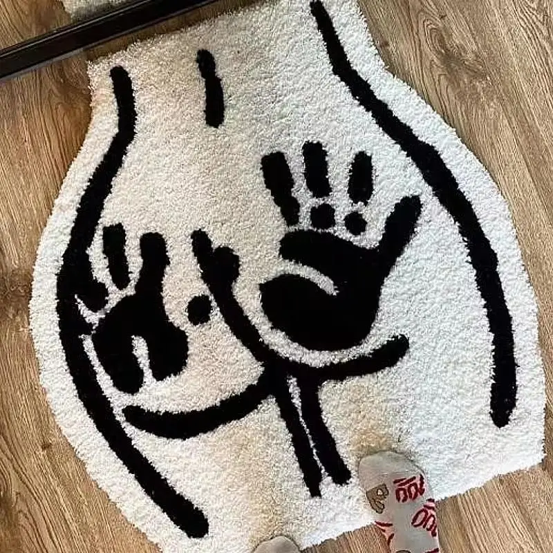Ass with Fingerprint Carpet Soft Tufted Rug for Bathroom Non-slip Absorb Water Plush Handmade floormat Bedroom Kitchen Toilet Carpet Soft Absorbent Mat Bathroom Rugs Non Slip Mats Nonslip Bathroom Rugs