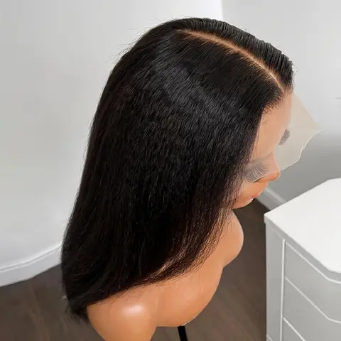 MAGIGIRL 1pc Premium Fiber Yaki Long Straight Synthetic Lace Frontal Wig - 24in Natural Black, 180% Density, Deep Lace, Heat Resistant, Middle Part Support, Unisex Adult Fit, Versatile Style, Lace Frontal Wigs